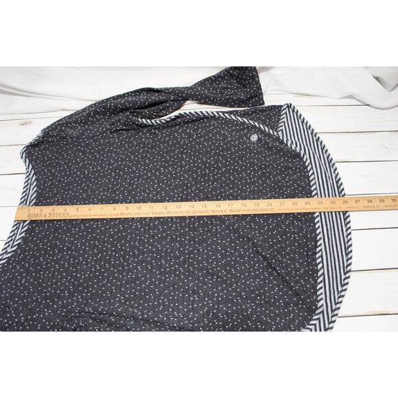 T by Talbots Women's (L) Blue Dots Striped Tunic Top Long Sleeve Boat Neck - Picture 13 of 14